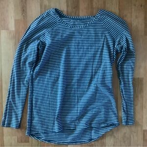 Emerald Long Sleeve Shirt Blue and White Stripes